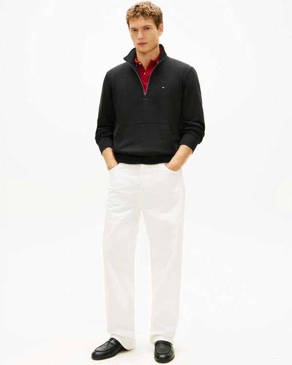 Tommy Hilfiger Essential Terry 1/4 Zip Mens Sweatshirt - Black