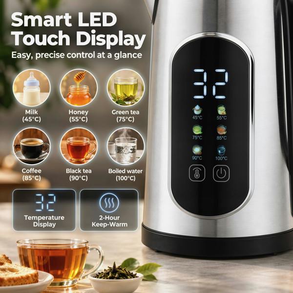HOMCOM 1.5L 3000W Kettle and Toaster Set with Strix Thermostat, Silver