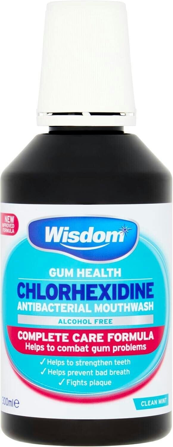 Wisdom Chlorhexidine Antibacterial Mouthwash, Alcohol Free, 300ml