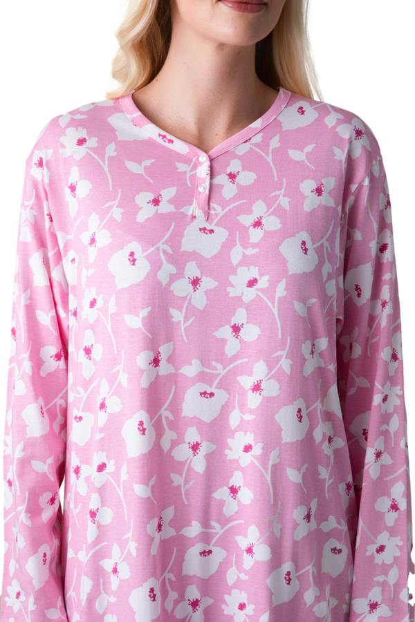 Camille Womens 100% Organic Cotton Classic Knee Length Long Sleeved Nightdress