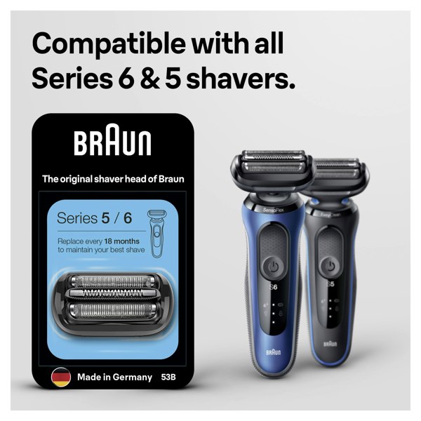 Braun Series 5 53B Electric Shaver Head Replacement - Black