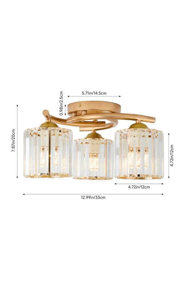 Living and Home 3-Light Ceiling Light with Glass Shade