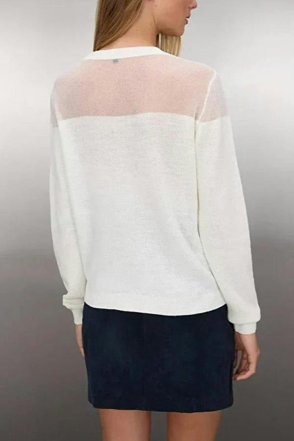 WOVCOR Glittery Knit Sweater with Transparent Details