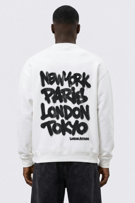 London Attitude Oversized City Graffiti Graphic Sweatshirt