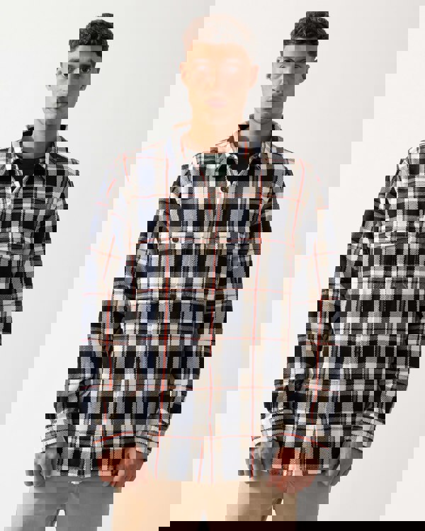 GANT Mens Heavy Twill Check Overshirt - 433 Evening Blue