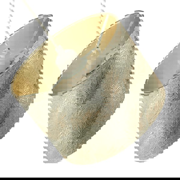 Modern Floral Drum Lamp Shade with Shiny Gold and Silver Fern Leaves Image 4
