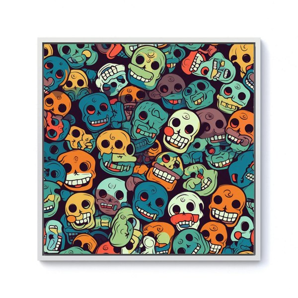 Warren Reed Smiling Skulls Pattern Framed Canvas