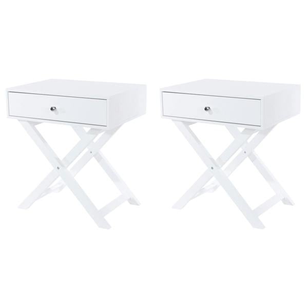 Core Products Set of 2 Options Shaker 1-Drawer X-Leg White Bedside Cabinets