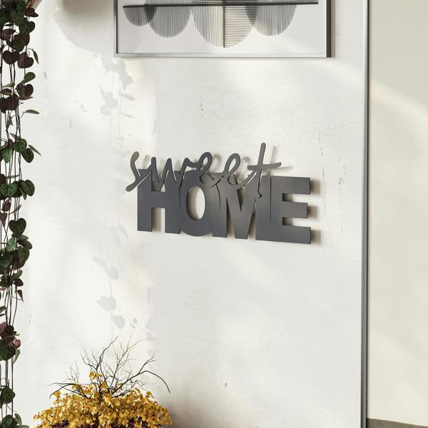 Decortie Modern Sweet Home Metal Art Wall Home Decorative Ornament, Black