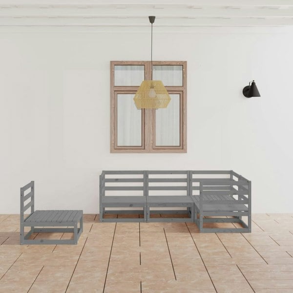 Berkfield 5 Piece Garden Lounge Set Grey Solid Pinewood