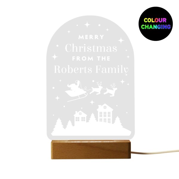 Personalised Memento Company Personalised Christmas Wooden Based LED Light