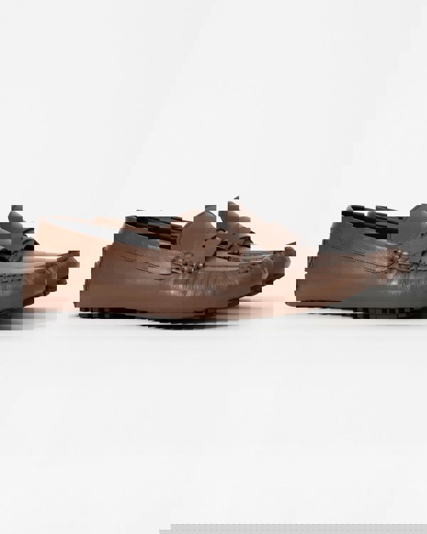 BOSS Orange Mens Leather Driving Moccasins - Medium Brown 214 - CHO - Designer Mens Shoes