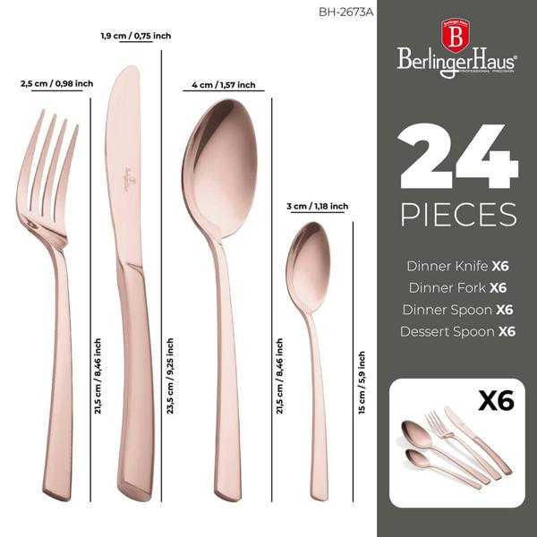 Cutlery Set 24 pcs Berlinger Haus BH2729 | Rose Gold