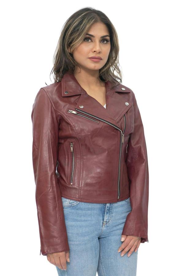 Infinity Leather Womens Leather Classic Biker Brando Jacket-Baku