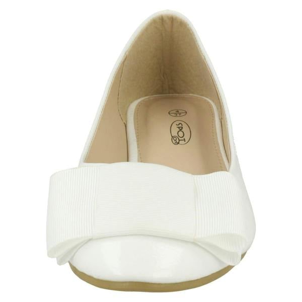 Spot On Ladies Spot On Crinkle Patent Ballerinas