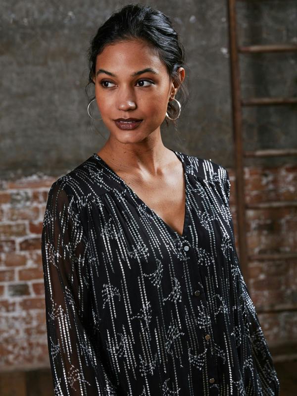 Rose & Nancy Ophelia Black Silver Mini Dress