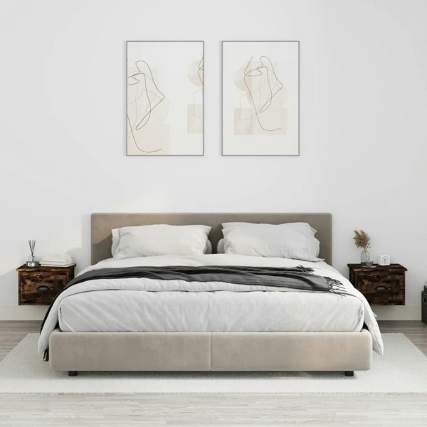 Berkfield Wall-mounted Bedside Cabinets 2 pcs Smoked Oak 41.5x36x28cm