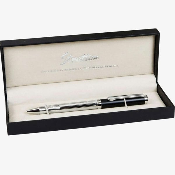 T. H. Baker Stratton Black & Silver Ballpoint Pen ST1218