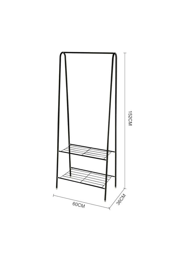Living and Home Freestanding Metal Clothing Rack Garment Holder with 2-Tier Wire Shelf