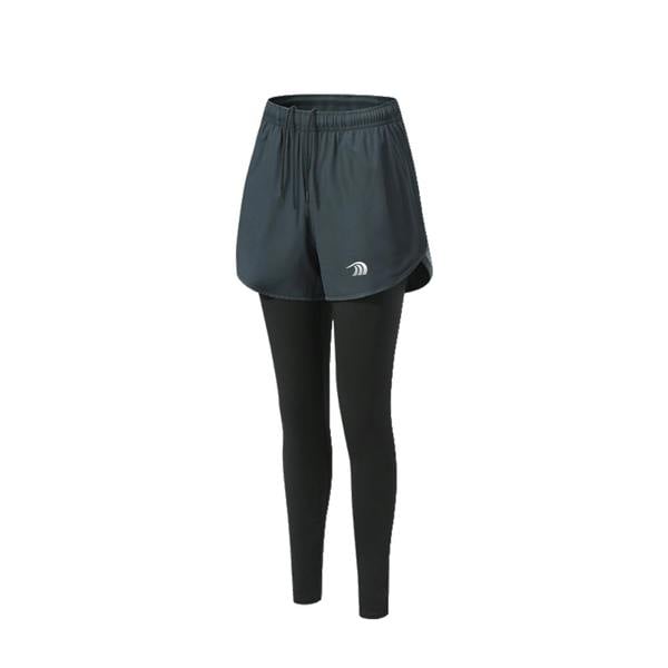 Anniou 2-in-1 Fitness Running Leggings - women-grey