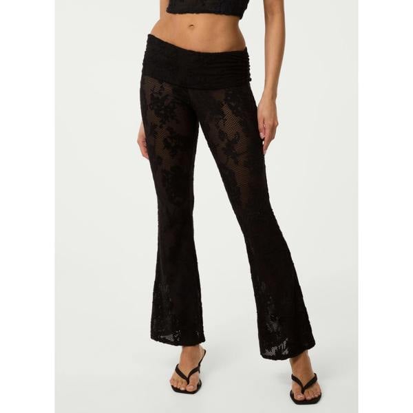 Pink Vanilla Crochet Lace Flare Trousers