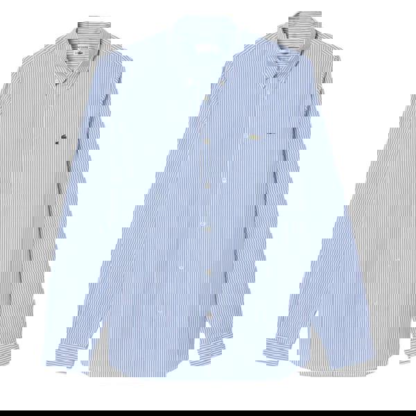 Lacoste Mens Striped Cotton Regular Shirt - White - 