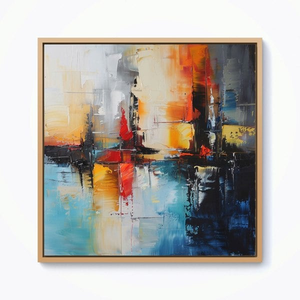 Warren Reed Reflective Splendour: City In Abstract Framed Canvas