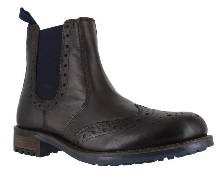 Catesby Mens Pull On Ankle Dealer Chelsea Brogue Wingtip Boots