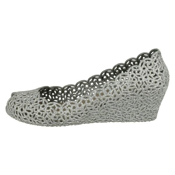 Savannah Ladies Savannah Slip On Open Toe Ballerina Style Wedge Shoes