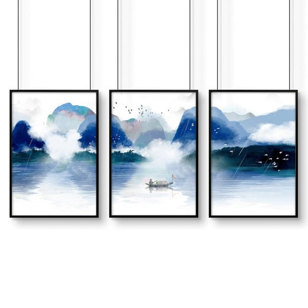 Art painting for living room | set of 3 Japanese wall art