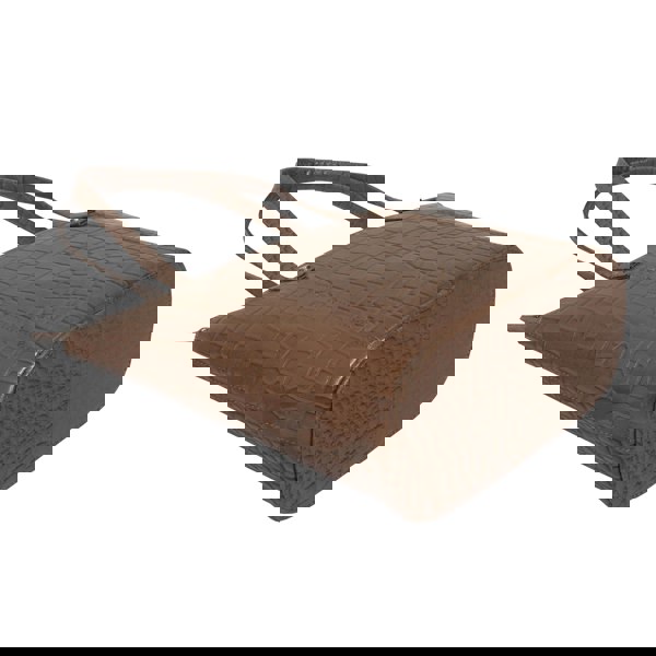 Assots London 'MELANIE' Tan Croc Real Leather Unlined Bucket Bag