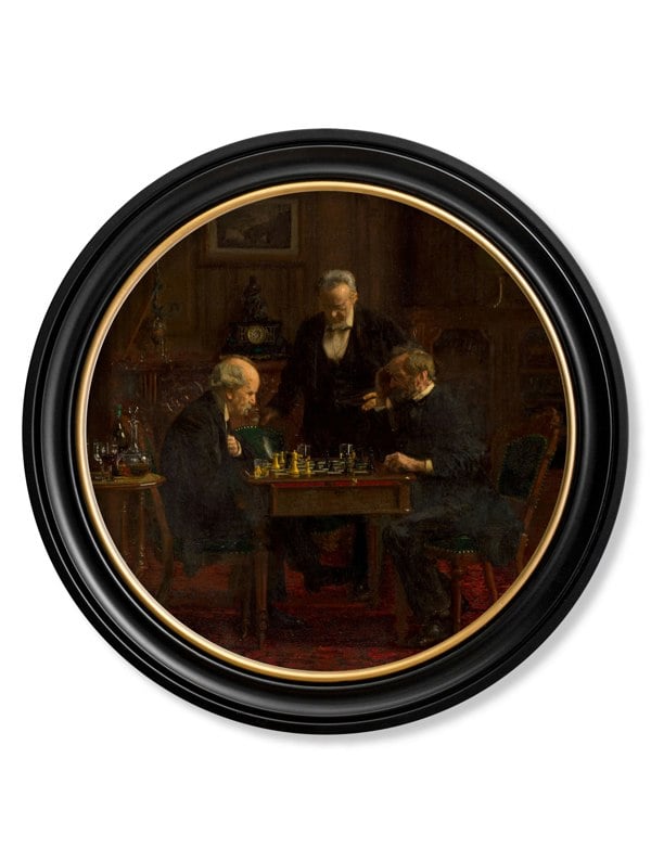 Exceptional Art c.1876 The Chess Players - Thomas Eakins - Round Frame