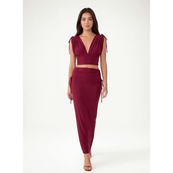 Pink Vanilla Ruched Shoulder Crop Top