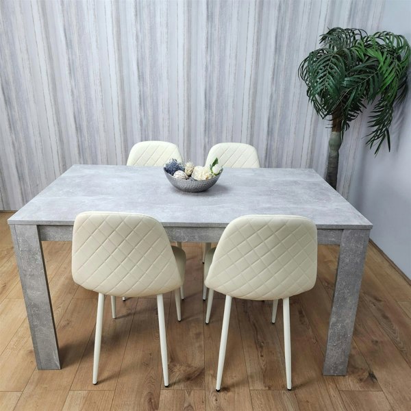 Kosy Koala Wooden Rectangle Dining Table Sets with Set of 4 Chairs, Grey and Cream