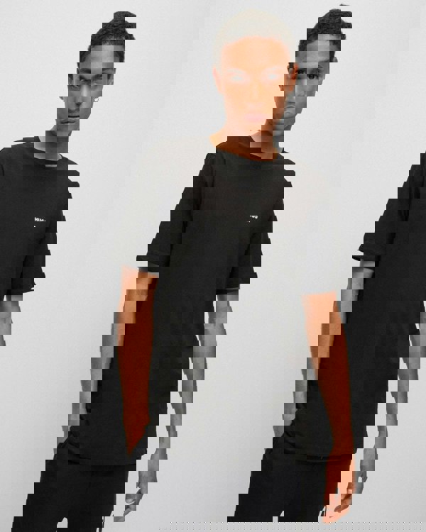 HUGO Dero222 Mens Cotton-Jersey T-Shirt with Logo Print NOS - Black 001