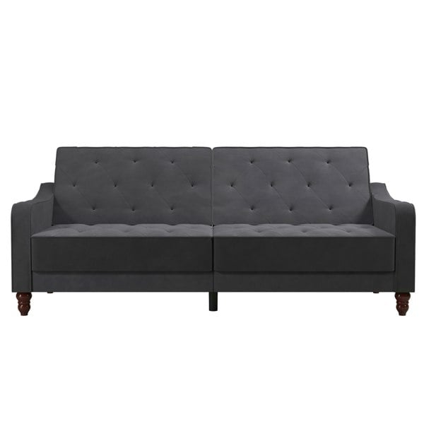 Dorel Home Vintage Tufted Sofa Bed in Velvet Grey