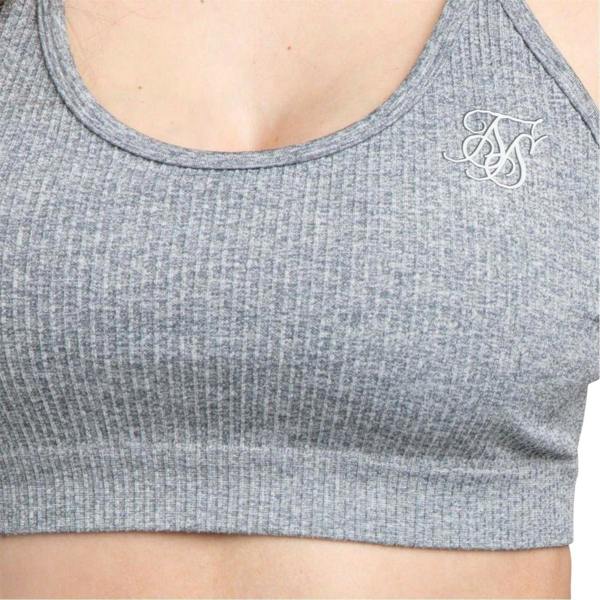 SikSilk Womens/Ladies Ribbed Sports Bra - Grey - 