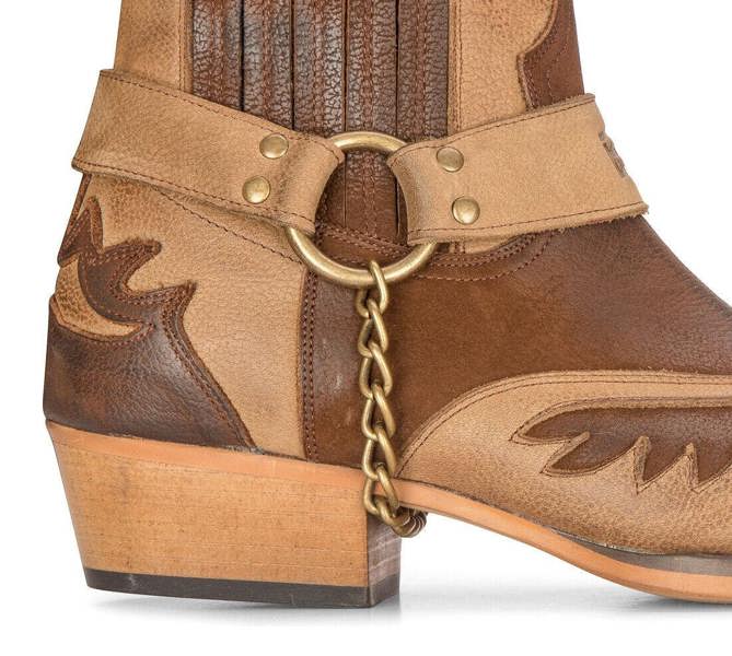 Infinity Leather Mens Leather Cowboy Ankle Boots Brown Cuban Biker Winklepickers Western Country