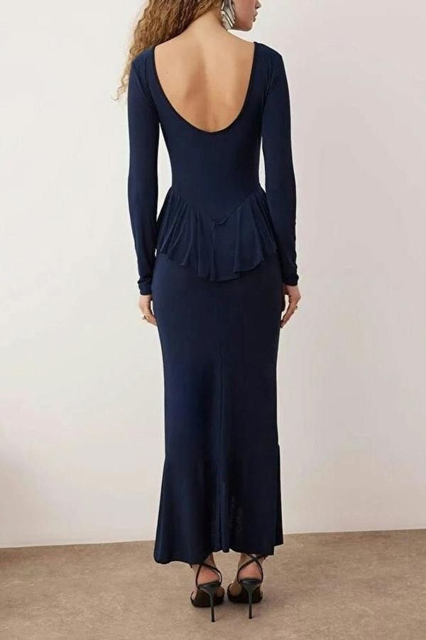 WOVCOR Flounced Ruffle Maxi Dress