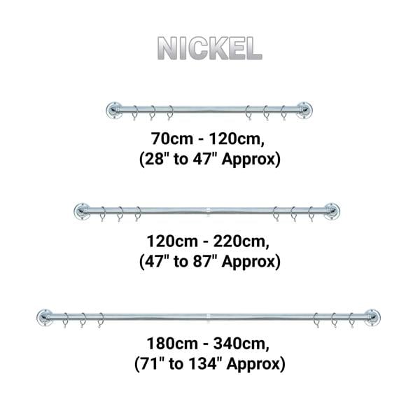 A.Unique Home Room Darkening Extendable Metal Curtain Pole (25/28mm) (Nickel,120cm-220cm)