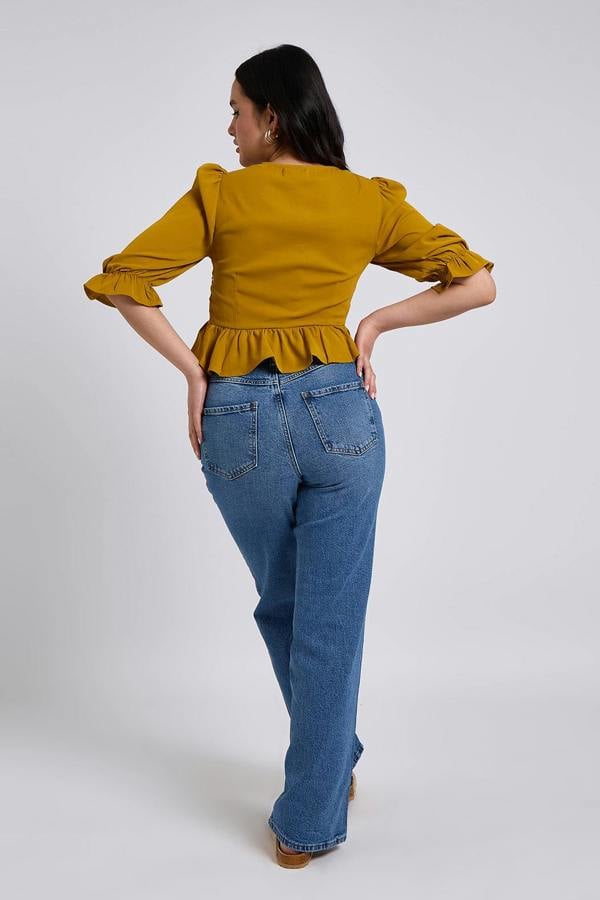 Urban Bliss Collette Chartreuse U Bar Empire Peplum Top
