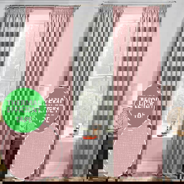 Enhanced Living Blush Plain Thermal Room Darkening Energy Saving Tape Top Curtains For Living Rooms & Bedrooms