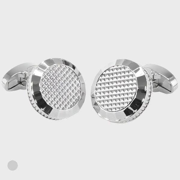 Sophos Circle Centred Lattice Cufflinks - Silver Finish