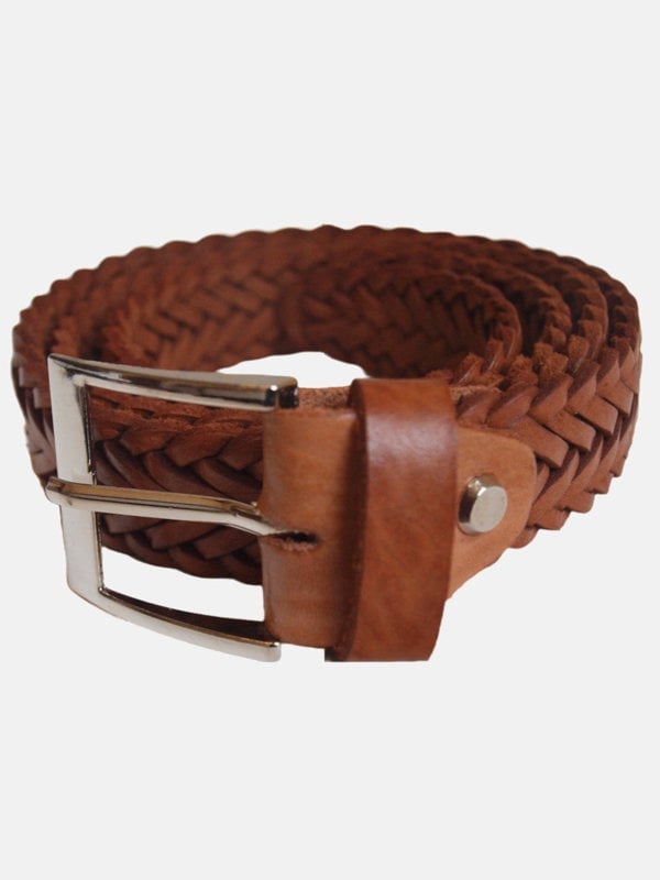 Berber Leather Tan Braided Leather Belt