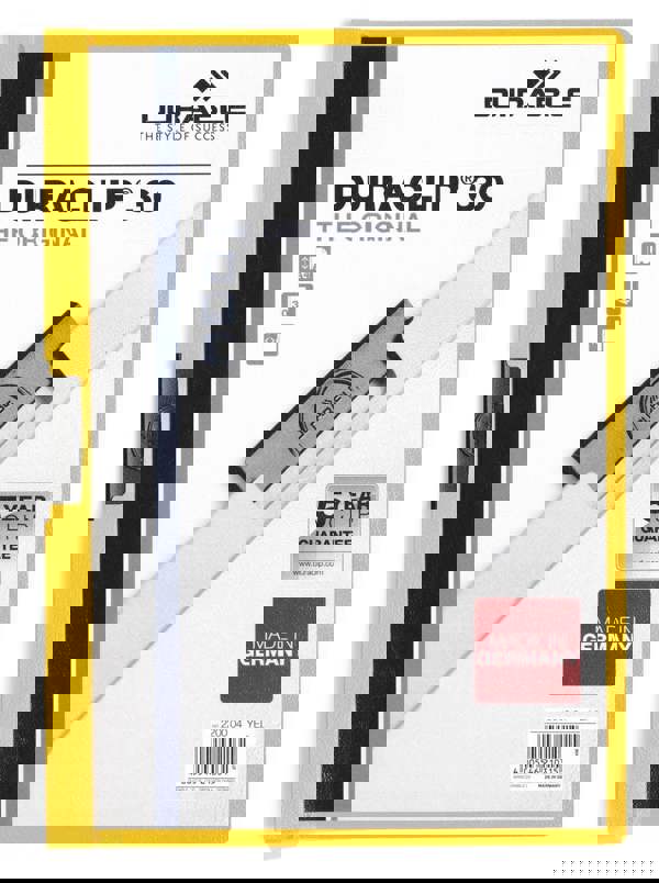 Durable DURACLIP 30 Sheet Document Metal Clip File Folder | 25 Pack | A4 Yellow