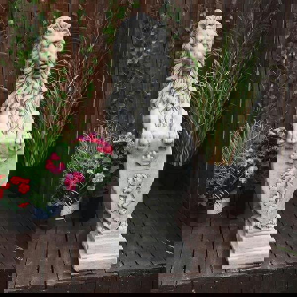 Pair of Large Garden Gateway Lion Statues with shields