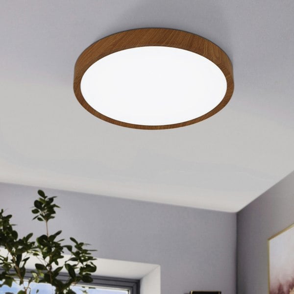 EGLO Musurita 1-Light Wood-Effect LED Circular Ceiling Light