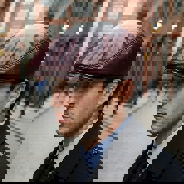 Infinity Leather Men's Real Leather Ivy Newsboy Peaked Flat Cap