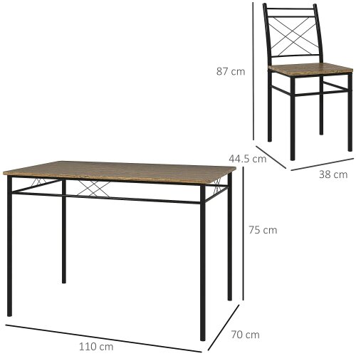 Wyld Haus Birutte Wooden Oak Effect And Black 5 Piece Minimal Dining Set