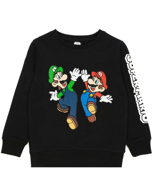 Nintendo Boys Black Multi-Character Placement Print Sweatshirt